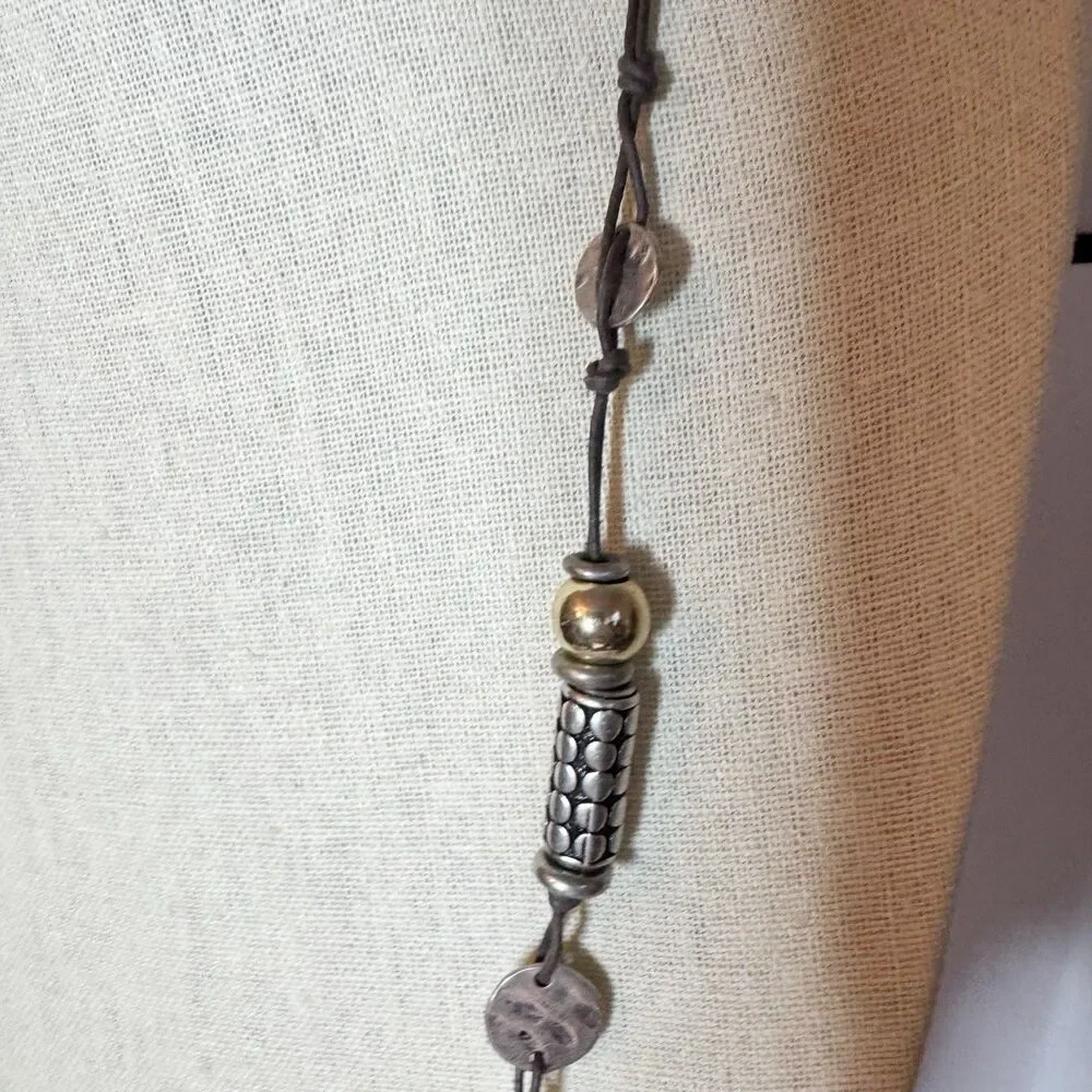 Chico’s Mixed Metal Gold Silver Bohemian Chunky Beaded Long Necklace 30”